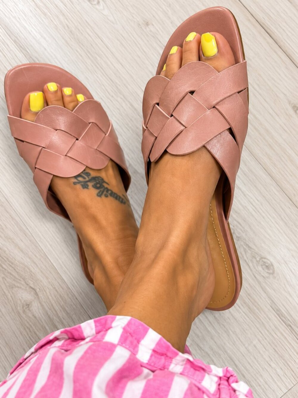 SCHUTZ Tari Woven Leather Slide Sweet Rose Braided slip on Women's  Sandal Sz 6B